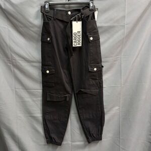 Almost Famous Rue21 Cargo Jogger Pants Womens XS Black Casual NWT